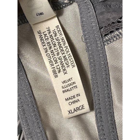 Soma XL Velvet Illusion Silver Velvet Lace Trim Bralette Soft Lingerie - Picture 7 of 9